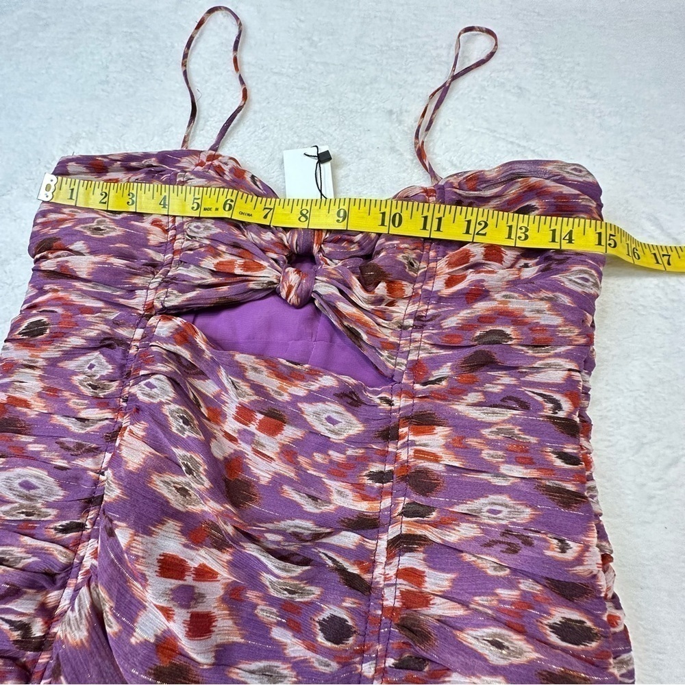 NWT Zara Retro Printed Double Knot Ruched Mini Dress - Picture 15 of 15